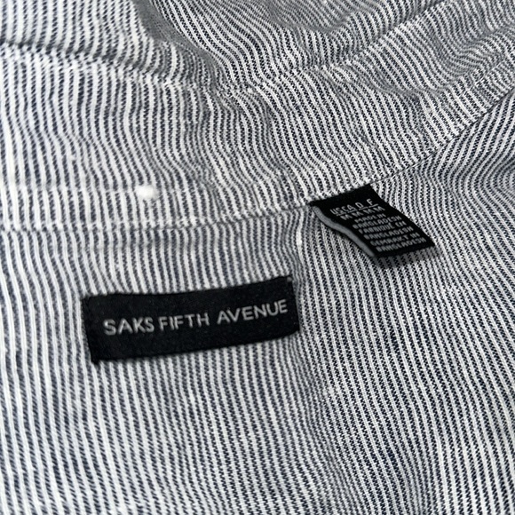 Saks Fifth Avenue Short Sleeve Button Down Shirt size medium linen fabric - Picture 4 of 6